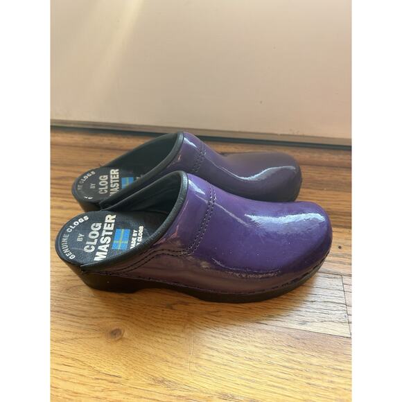 Vintage SVEN Clogs Clogmaster Wooden clogs size 35 women 5 Purple Patent Leather - Picture 8 of 9